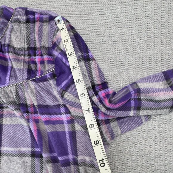 Aria Collection Purple Gray Plaid Long-Sleeve Nightgown Size L Soft PJs Pockets - Picture 14 of 16